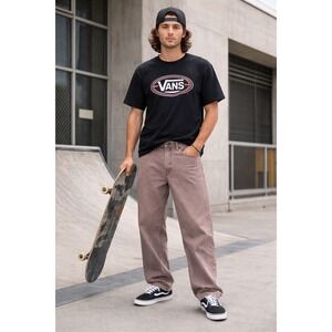 Vans Loose Fit Rustic Brown Jeans Men's 32x29 Wide Leg Baggy Skater Grunge Denim